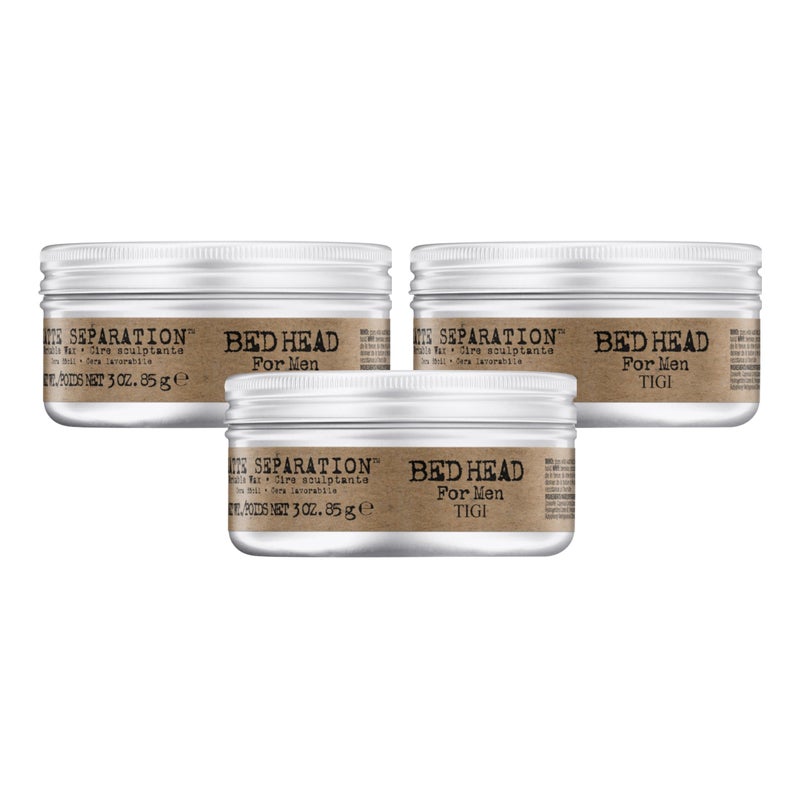 BED HEAD TIGI Bed Head for Men Matte Separation Workable Wax - Use for Strong Hold - For Men's Hairstyles - Use on Damp or Dry Hair - Premium Strong Hold Hair Wax - 3 oz (3 Pack) - Image 1