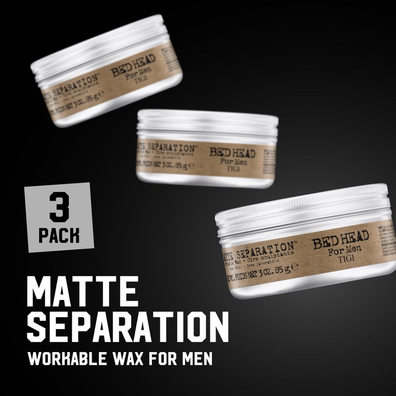 BED HEAD TIGI Bed Head for Men Matte Separation Workable Wax - Use for Strong Hold - For Men's Hairstyles - Use on Damp or Dry Hair - Premium Strong Hold Hair Wax - 3 oz (3 Pack) - Image 2