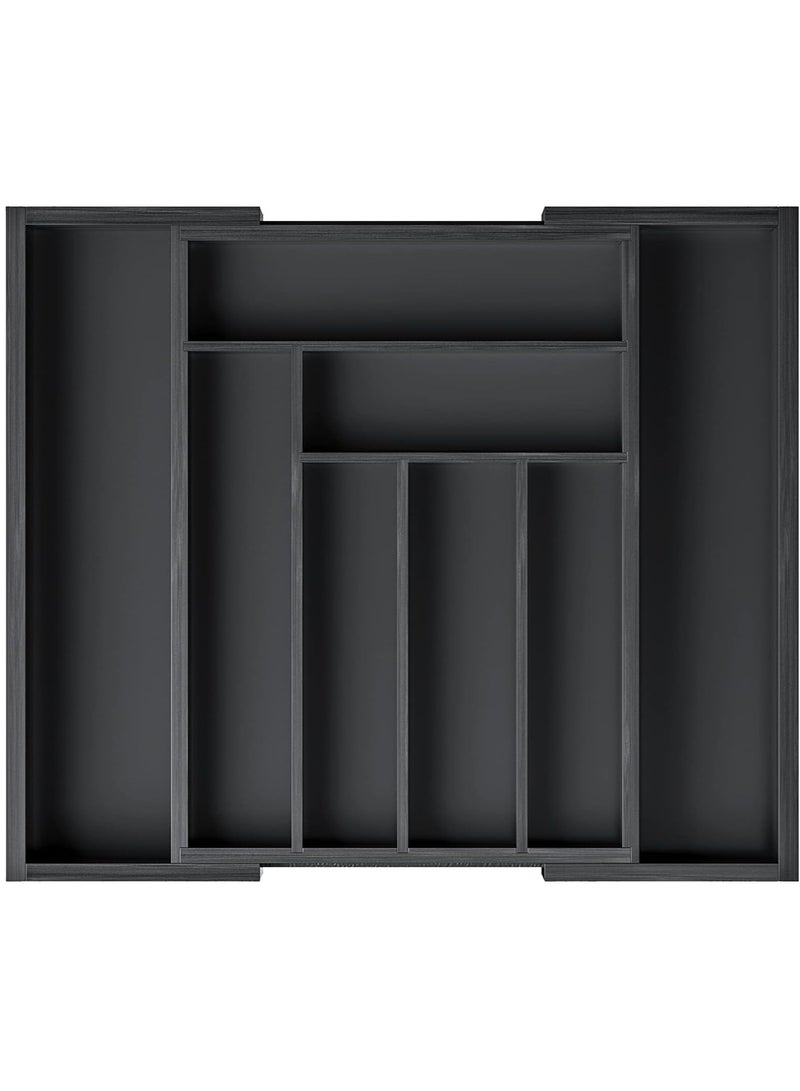 تايكوم رف أواني الخيزران ومنظم الفضيات من تايكوم، صينية أدوات مائدة قابلة للتعديل، حامل أواني للفضيات وأدوات المائدة والسكاكين في المطبخ وغرفة النوم وغرفة المعيشة - Image 1