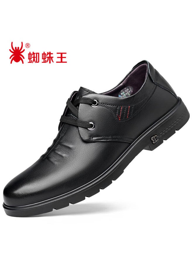 Spider King Men's Leather Shoes Business Casual Comfortable All-match Middle-aged And Elderly Dad Men's Shoes Black 43