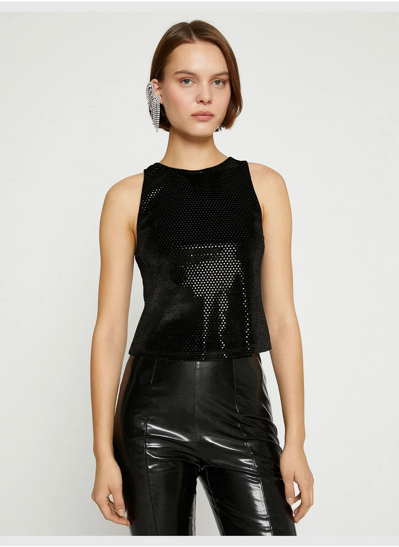 KOTON Sequined Halter Neck Tanktop