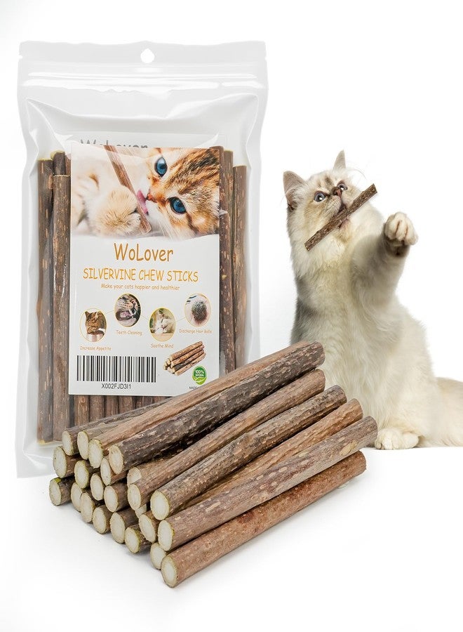 WoLover Silvervine Sticks for Cats, Natural Catnip Matatabi Chew Sticks Teeth Molar Chew Toys for Cat Kitten Kitty (25 PCS) - Image 1