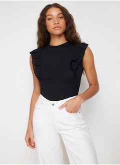 Black Embroidery Detailed Knitted Blouse TWOSS23BZ00940
