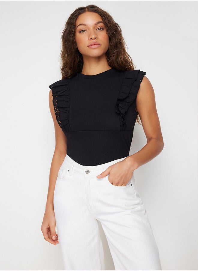 trendyol - Black Embroidery Detailed Knitted Blouse TWOSS23BZ00940 - Image 1