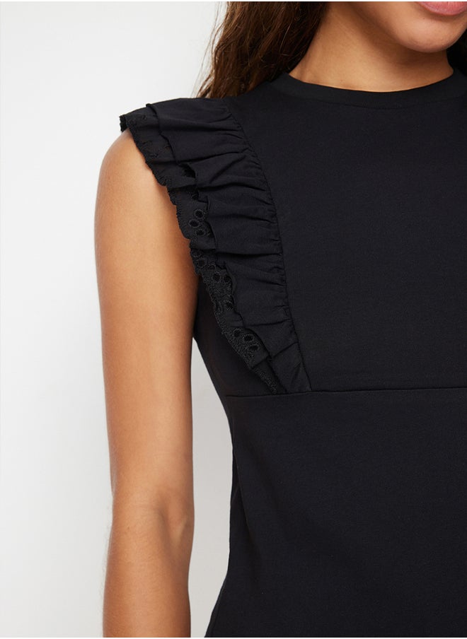 trendyol - Black Embroidery Detailed Knitted Blouse TWOSS23BZ00940 - Image 1