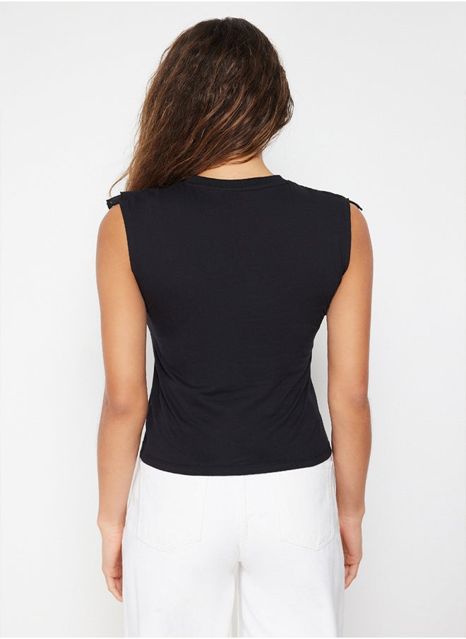 trendyol - Black Embroidery Detailed Knitted Blouse TWOSS23BZ00940 - Image 1