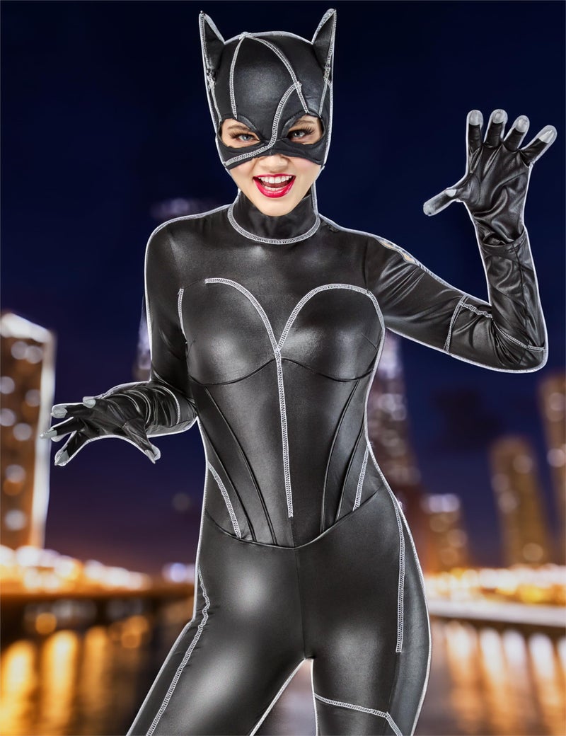 Rubies Batman Returns Catwoman Deluxe Jumpsuit Costume with Mask and Gloves for Adults for Themed Parties and Halloween, Medium - Image 5