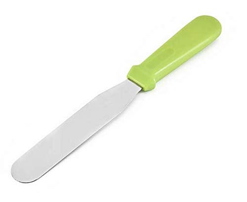 WOIWO 10 Inch Straight Icing Spatula Stainless Steel Baking Plastic Handle Cake Decorating SpatulaGreen