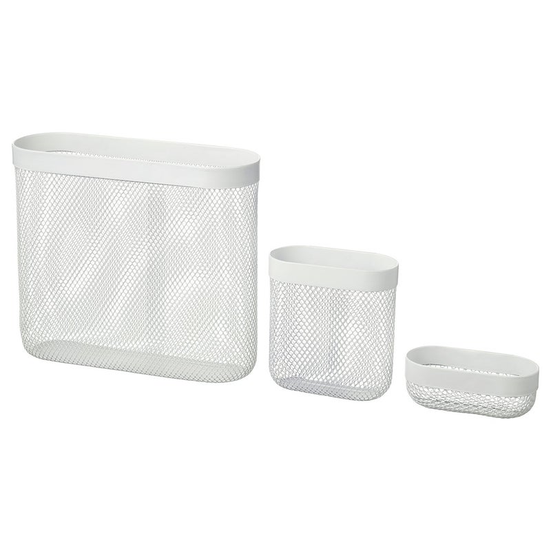 Baitique Metal Mesh Wall Storage Baskets, Set of 3, White - Image 1