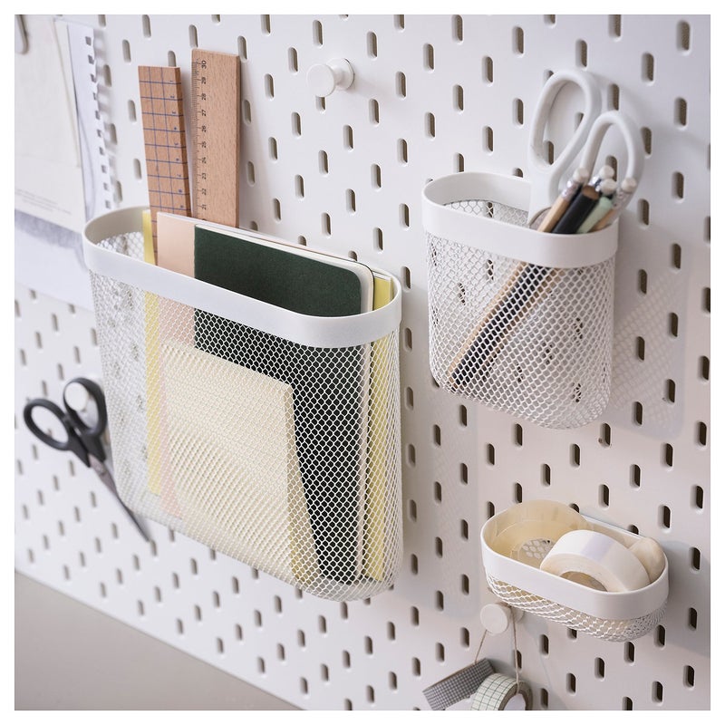 Baitique Metal Mesh Wall Storage Baskets, Set of 3, White - Image 4