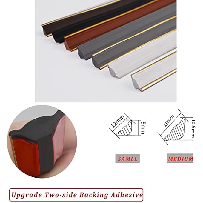FLEXIBLE WALL CORNER MOLDING TRIM, 5M/16.4FT LONG SELF ADHESIVE CAULK STRIP PEEL AND STICK TRIM FOR CABINET EDGE, TILE EDGE, CEILINGS, COUNTERTOPS (M/18MM*10.5MM, GRAY) - Image 3