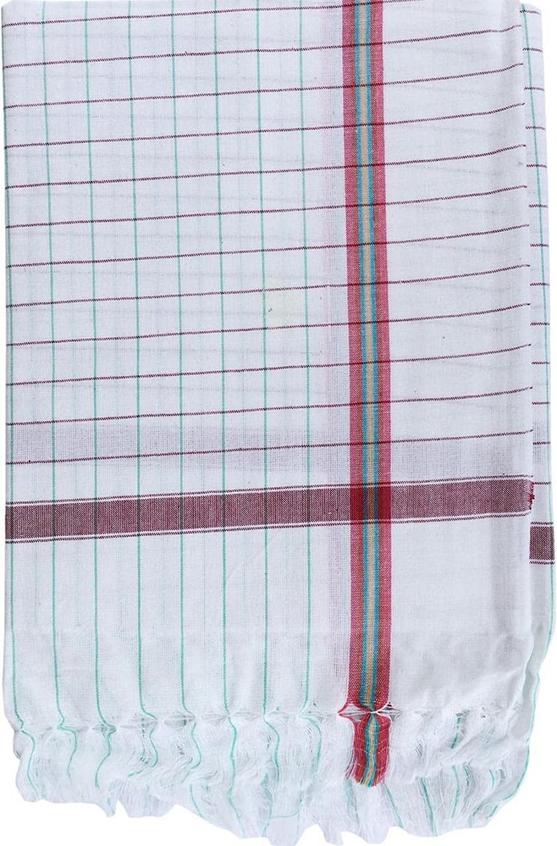 Laser Shield Handloom White Checks Cotton Bath Towels for Women and Men Pack of 2 Piece 36 x 72 inches 3 x 6 Feet Light Weight Fast Absorbing - Image 2