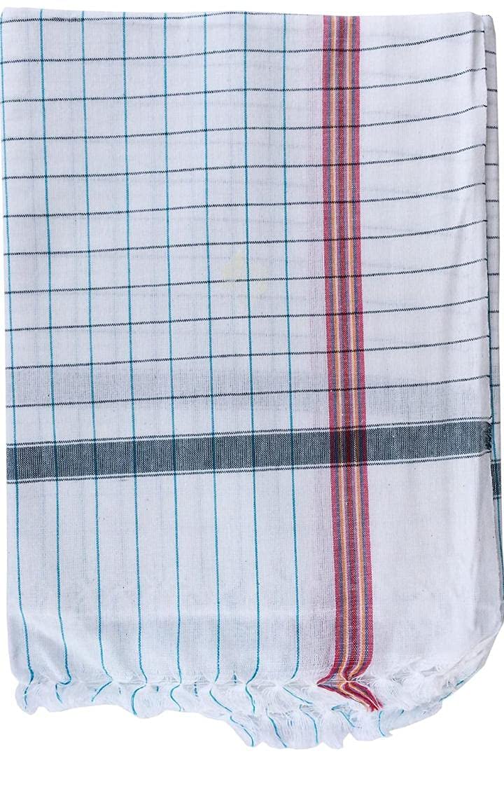Laser Shield Handloom White Checks Cotton Bath Towels for Women and Men Pack of 2 Piece 36 x 72 inches 3 x 6 Feet Light Weight Fast Absorbing - Image 3