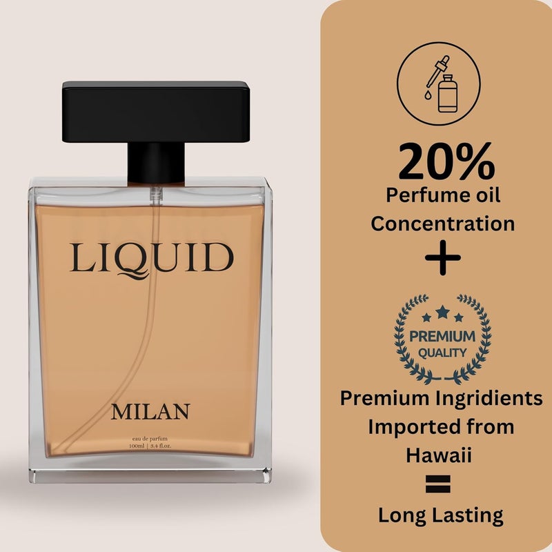 LIQUID Milan Eau de Parfum for Women - 100ml | Luxurious Blend of Vanilla, Honey Cookies, Amber, and Caramel - Image 4
