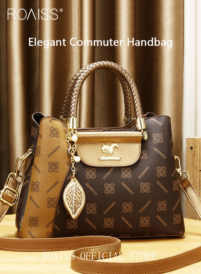 roaiss Classic Vintage Textured Handbag for Women with Silk Scarf and Gift Bag Trendy Large Capacity Shoulder Crossbody Bags in Luxury Print for Mother and Wife Suitable for Birthday Gift or Ramadan  - Image 2