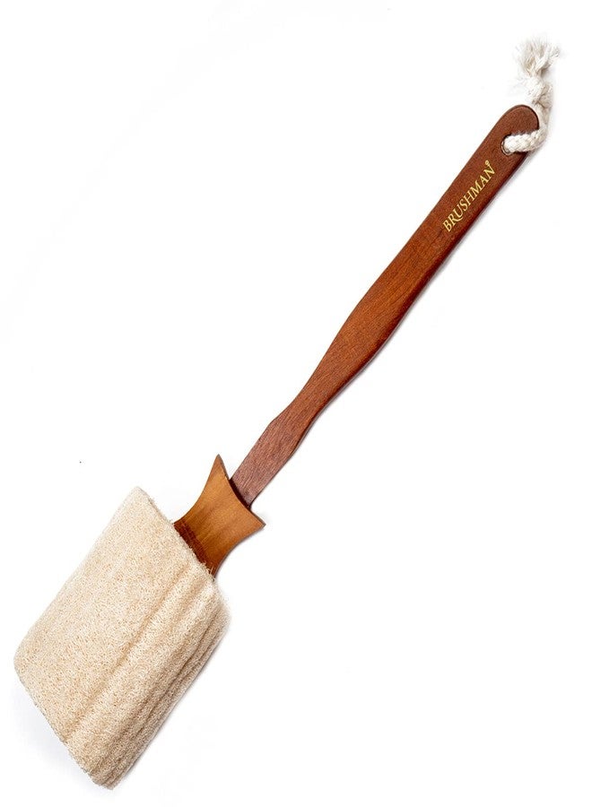 Brushman Body Loofah Bath Brush with Long Wooden Handle Back Brush for Men & Women- Shower Sponge Body Back Scrubber Gentle Exfoliator Wet & Dry Brushing(ECP-347) - Image 1