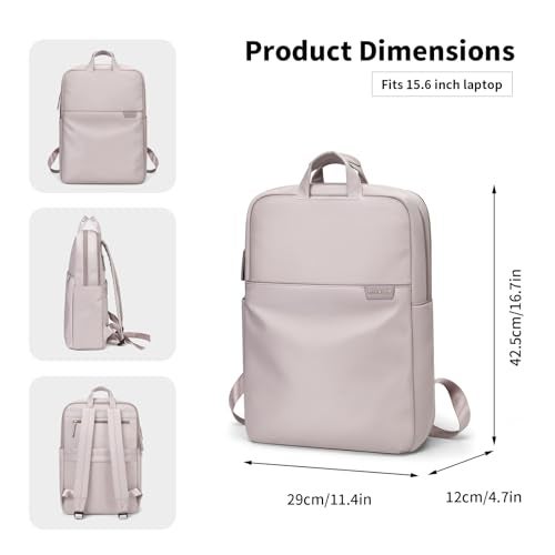 GOLF SUPAGS Travel Laptop Backpack for Women Anti Theft Slim Durable College Bookbag Business Computer Bag Fit 15.6Inch Notebook (Pinkish Grey, 15.6Inch) - Image 5