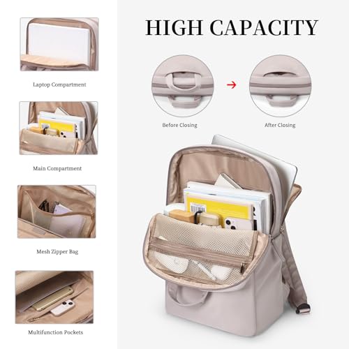 GOLF SUPAGS Travel Laptop Backpack for Women Anti Theft Slim Durable College Bookbag Business Computer Bag Fit 15.6Inch Notebook (Pinkish Grey, 15.6Inch) - Image 2