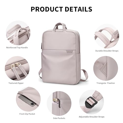 GOLF SUPAGS Travel Laptop Backpack for Women Anti Theft Slim Durable College Bookbag Business Computer Bag Fit 15.6Inch Notebook (Pinkish Grey, 15.6Inch) - Image 4