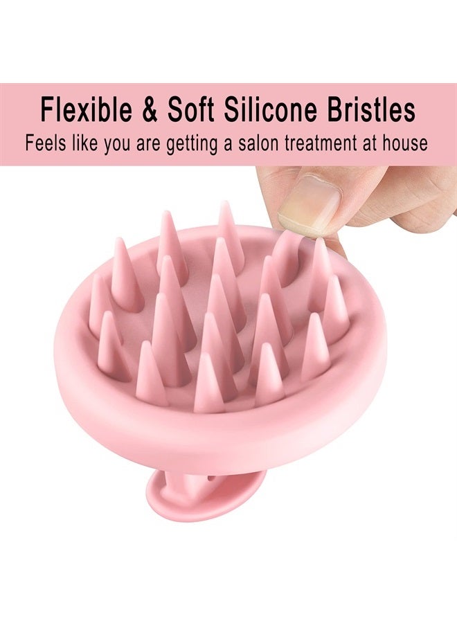 Scalp Massager Shampoo Brush Set of 2 - One-Piece Design Soft Silicone Scalp Scrubber - Scalp Exfoliator Help Relieve Itching & Dandruff - Hair Scalp Massager Brush for Hair Growth