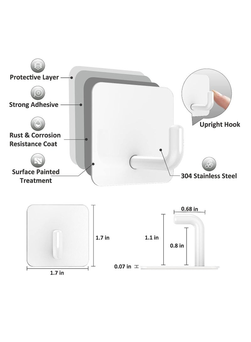 RATSAW 8 Pack Hooks Self Adhesive Duty Towel Shower Hooks Stainless Steel Hooks for Hanging Towel Coat Key - Image 2