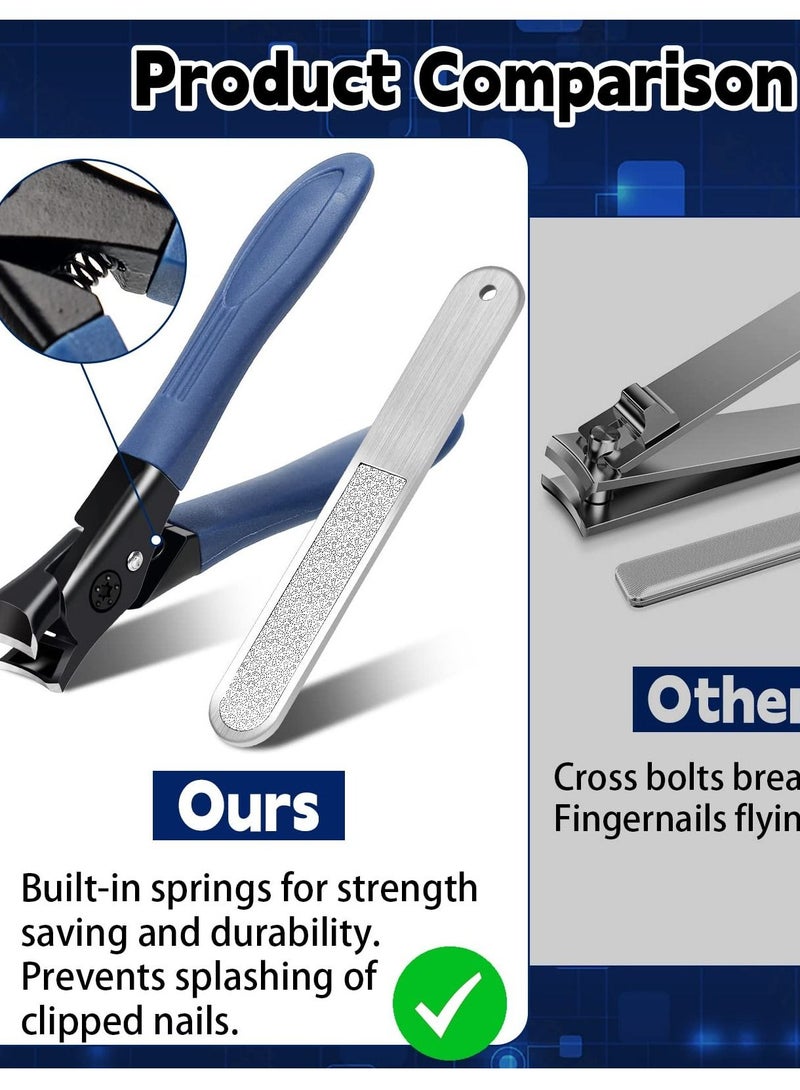 Nail Clippers for Thick Nails, Toenail Clippers, Heavy Duty Nail Clippers for Thick Toenails, Stainless Steel Toenail Clippers with Fingernail File, Professional Nail Trimming Tools
