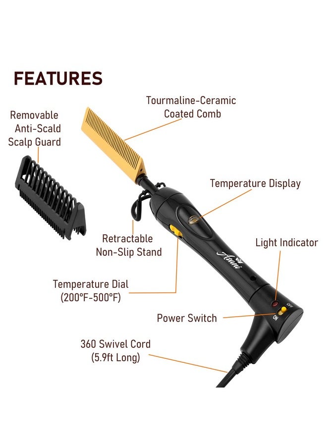 Asani - Electric Hot Comb Hair Straightener Hot Comb Electric For Wigs And Natural Hair Straightening Comb With 7 Heat Levels And Antifrizz Ceramic Coating Dual Voltage Pressing Combs For Black Hair - Image 1