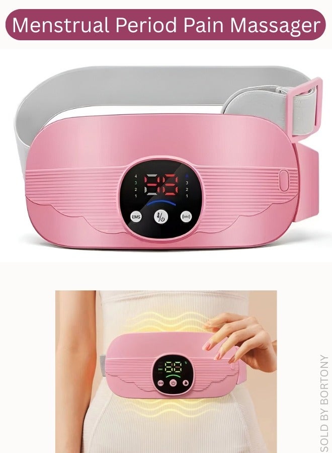BORTONY Menstrual Heating Device Rechargeable Period Cramp Massager Vibrating Heating Belt for Period Pain Relief Waist Massager Gift for Women and Girls - Image 1