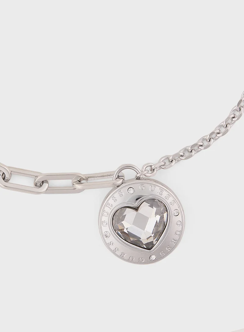 GUESS Half Round Chain Heart Bracelet