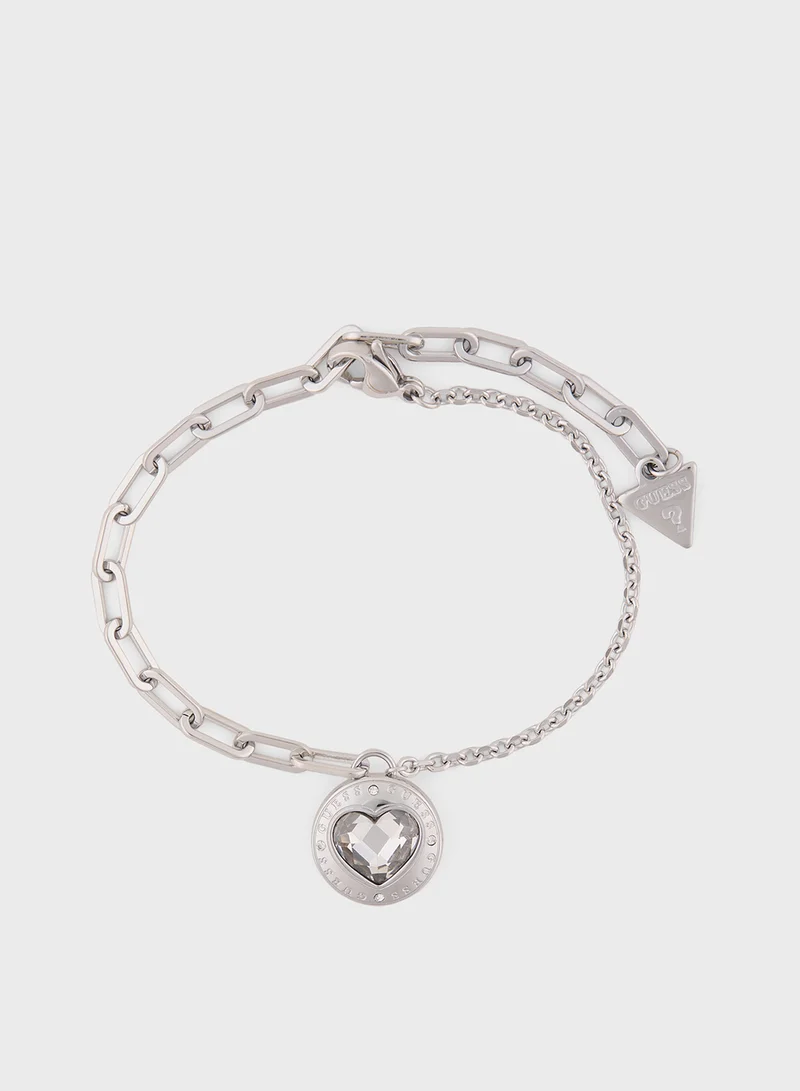 GUESS Half Round Chain Heart Bracelet