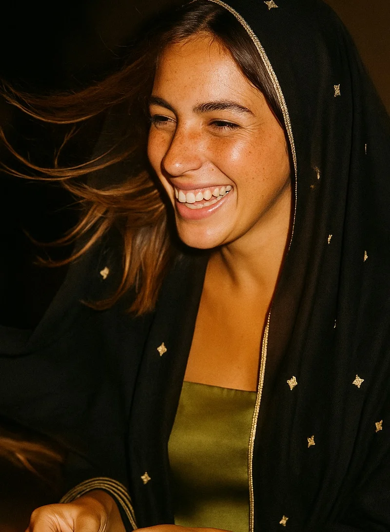 The Untitled Project The Gypsy Scarf in Black - Embroidered Stars
