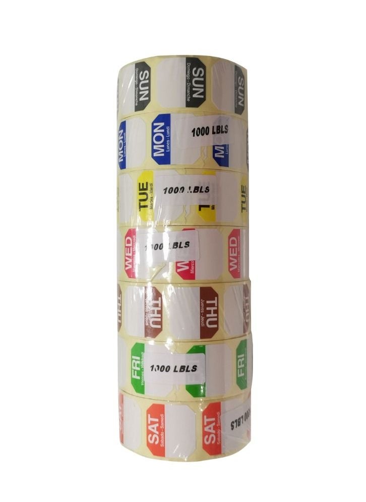YASHTECH 25x25mm Synthetic Removable Octagon Labels Best for Food Rotation Pack of 7 Rolls  - Image 1