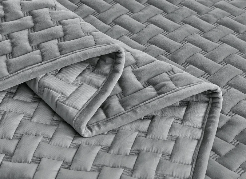 DWELL Dwell-Caylene Bedspread - 3 Pc Set-Bedspread 240 x 220 CM Pillow case 50 x 80 CM-Grey