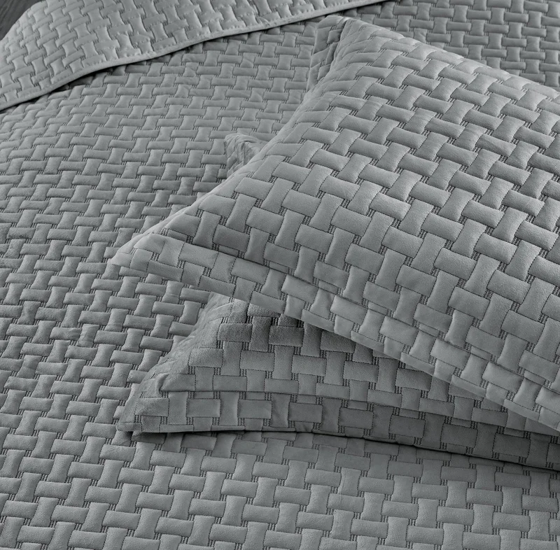 DWELL Dwell-Caylene Bedspread - 3 Pc Set-Bedspread 240 x 220 CM Pillow case 50 x 80 CM-Grey