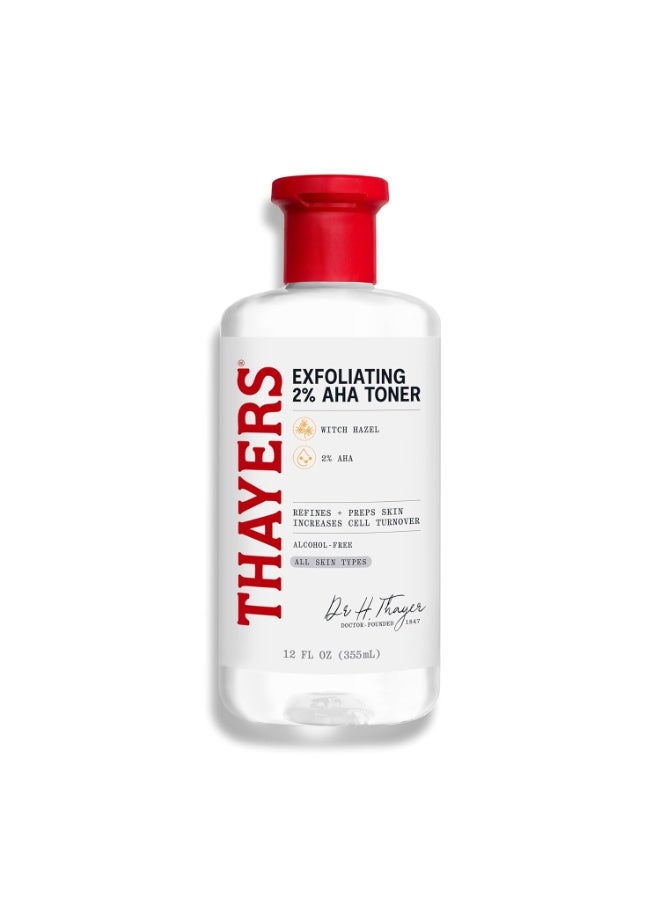 Thayers 2% AHA Exfoliating and Brightening Toner with Glycolic Acid, Lactic Acid and Witch Hazel, Smoothing and Pore Refining Skin Care for All Skin Types, 12 Fl Ozâ€‹ - Image 1