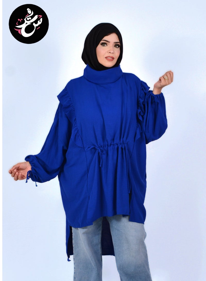 سِتر بلوزه اوفر سايز صيفي - ازرق - Image 1