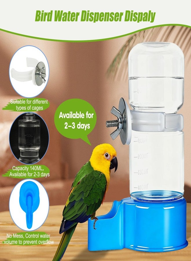 BWOGUE 2PCS Automatic Bird Water Dispenser, 4.73 Fl Oz Parakeet Water Dispenser for Cage No Mess Suspended Bird Water Feeder for Cockatiel Budgie Conure Lovebirds - Image 4