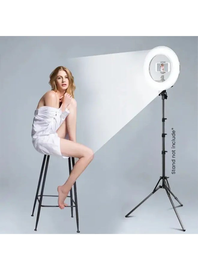 PLOKAMA حلقة ضوء LED ناعمة 22 بوصة مع حامل ثلاثي القوائم وحامل هاتف - حلقة ضوء قابلة للتعتيم 10 بوصات للمكياج، الصور الذاتية، يوتيوب، تيك توك، زووم، تسجيل الفيديو، البث المباشر - 3 أوضاع إضاءة، تعمل بالطاقة عبر USB - Image 5