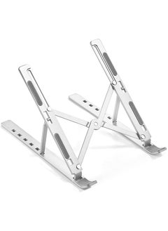 H&D PIPALIYA HD PIPALIYA Aluminium Alloy Laptop Stand Compatible with 1317 inch Laptops 6 Angles Adjustable Tabletop Anti Slip Silicon Rubber Pads Foldable Cloth Pouch Inside Silver 