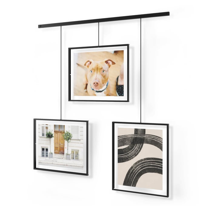 EXHIBIT WALL FRAME WITH METAL ROD FOR HANGINGRIMLESS DESIGNSUITABLE FOR LIVING ROOM BATHROOM BEDROOM ENTRYWAY AND MORE BLACK