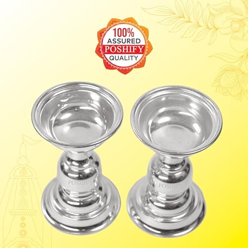 POSHIFY German Silver Big Diya Set of 2,Pooja, Home Decor, Meditation, Silverware, Diwali Decorations, Diwali Gift, Wedding, Pooja Samagri, Room Decor, Luxurious Diya Set_Pack of 2 - Image 5