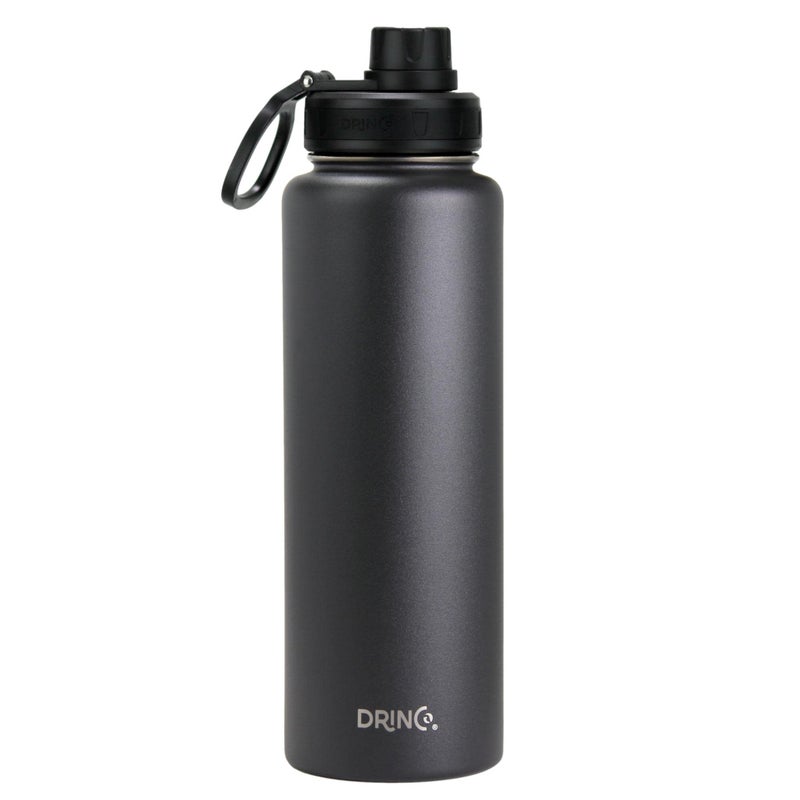DRINCO Stainless Steel Water Bottle Spout Lid Vacuum Insulated Double Wall Water Bottles Wide Mouth 40oz 32oz 22oz 18oz 14oz Leak Proof Keeps Cold or Hot 40 oz 40oz Black