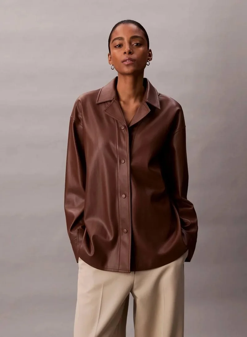 Relaxed Faux Leather Shirt