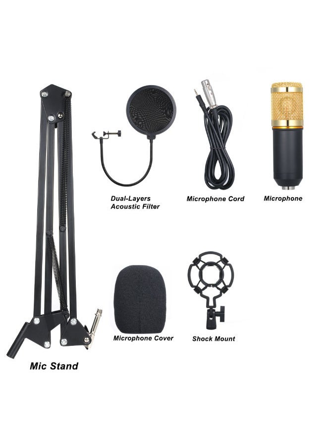 SHOPI - Full Set Of V9 Sound Card With BM-800 Condenser Microphone Capacitor Recording Microphone Audio Interface Studio Stereo Live Streaming Sound Card - Image 1
