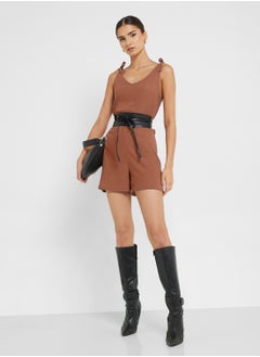 Ginger Shoulder Tie Detail Relaxed Fit Playsuit  - Image 1