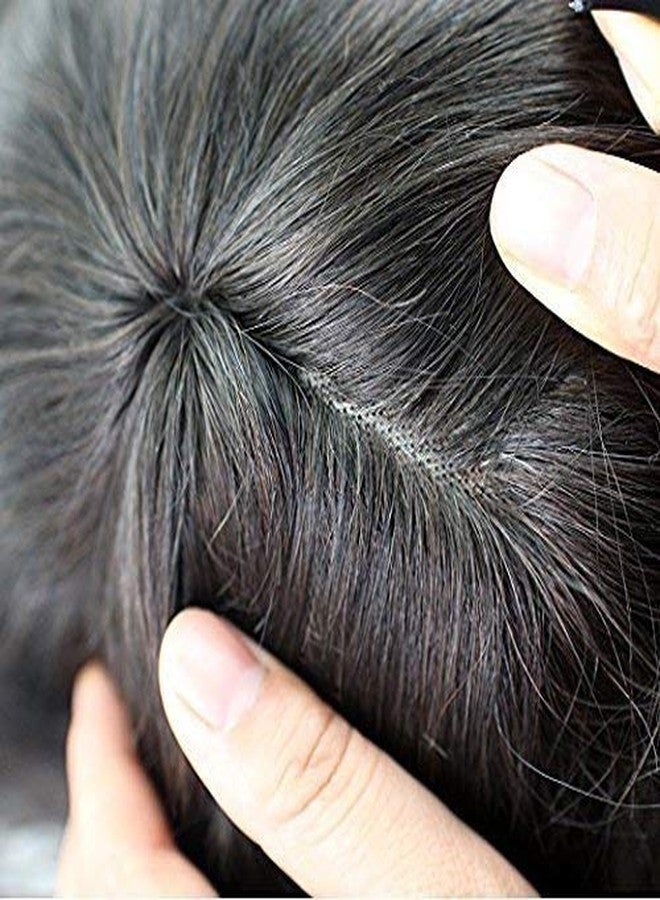Glan Human Hair USA Base Hair System Patch, Wig For Men Full Head Hair Toupee (Dark Brown) With Free Neem Wood Comb,4 Hair Patch Clip (10x7) - Image 3