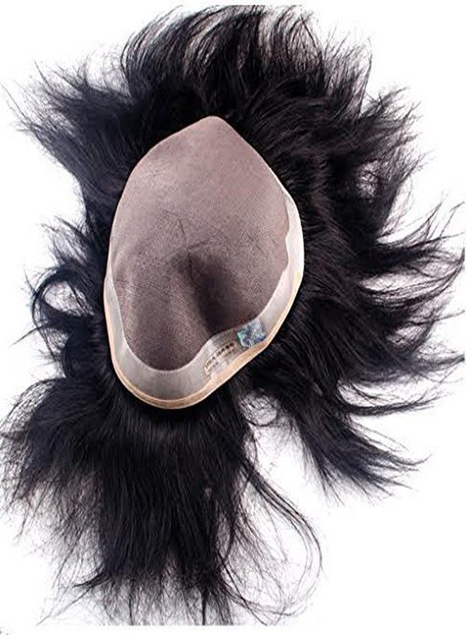 Glan Human Hair USA Base Hair System Patch, Wig For Men Full Head Hair Toupee (Dark Brown) With Free Neem Wood Comb,4 Hair Patch Clip (10x7) - Image 2