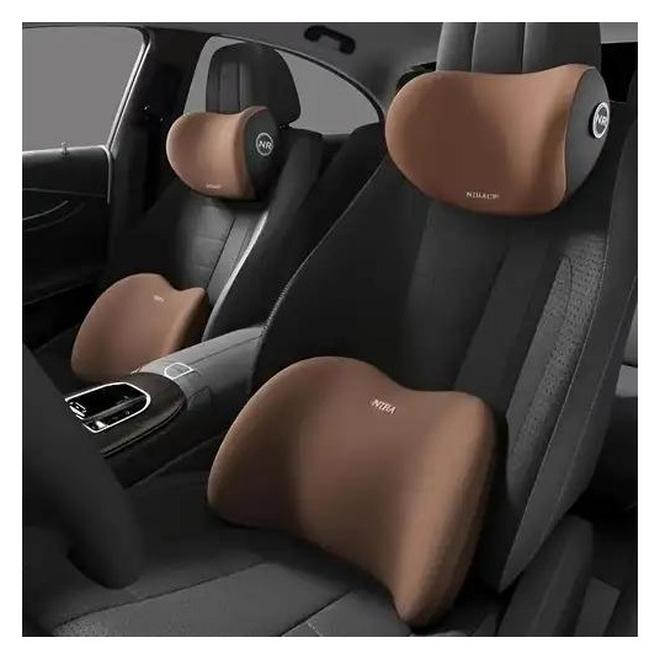 وسائد إسفنجية لدعم أسفل الظهر ومسند رأس للسيارة - وسائد إسفنجية مريحة للسيارة والمكتب. 1- وسادة دعم أسفل الظهر 1- وسادة مسند رأس