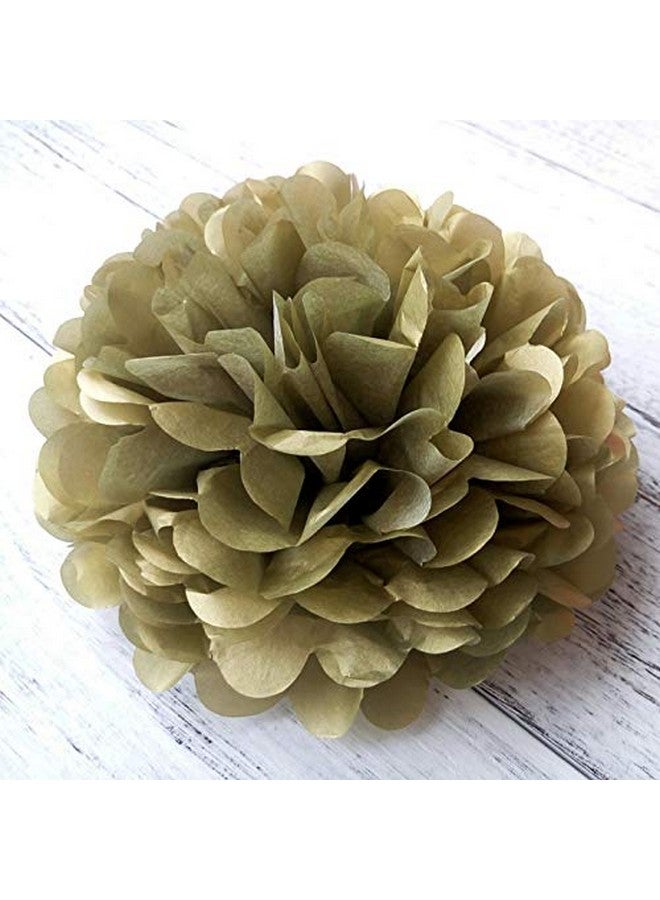 Party Propz Party Propz Golden Paper Pom Poms for Decoration - Set of 12 Pcs (10 inches Each) Giant Paper Flower for Decoration | Golden Pom Pom Hangings for Decorations (Tissue) - Image 5