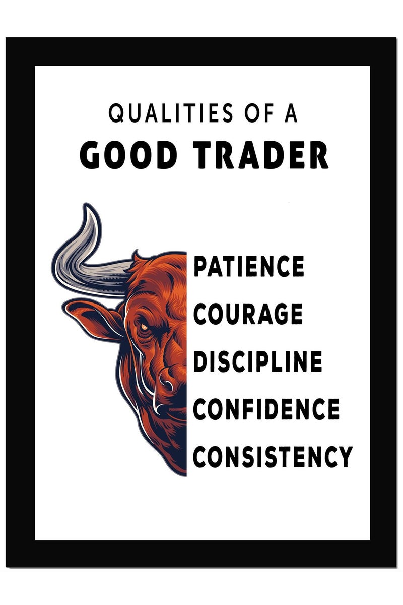 AR Creative Qualities OF A Good Trader - Share Trading Motivational Quote Framed Wall Poster - Image 1